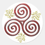 Red Triple Spiral & Holly #2 - Sticker