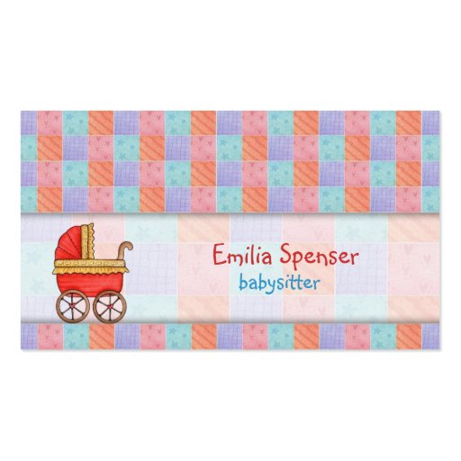 Red Trolley Babysitting & Child Care Squared Card Business Cards (front side)