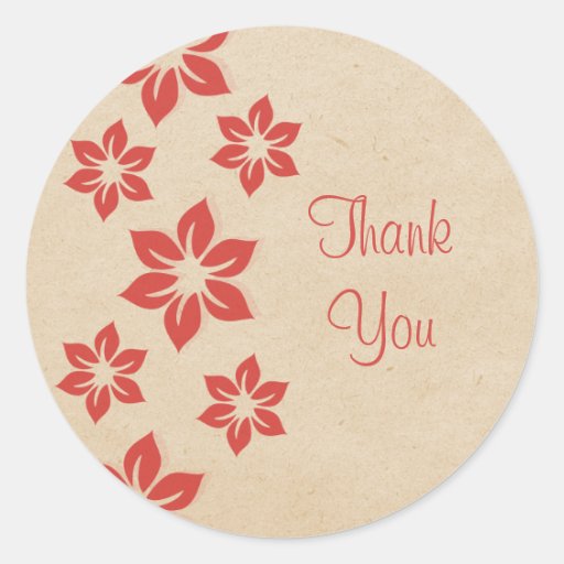 Red Tropical Floral Thank You Stickers