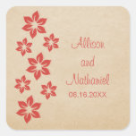 Red Tropical Floral Wedding Stickers