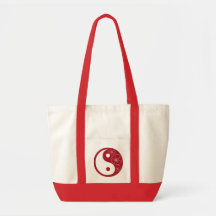 Red Tropical Flower Yin Yang Tote Bag