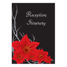 Red Tropical Flowers & Diamond Vines Business Card