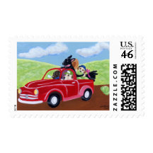 Red Truck and Labs Postage
