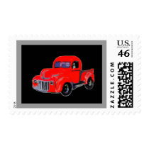 Red truck postage stamp by Rebecca_Reeder Red truck postage stamp
