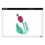 Red Tulip and Bee - Its Spring! Sumi-e in color Decal For 17" Laptop