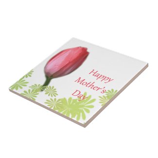 red tulip flower, happy mother's day ceramic tile