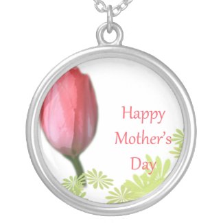 red tulip flower, happy mother's day necklaces