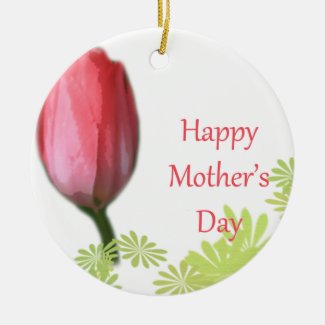 red tulip flower, happy mother's day christmas ornaments