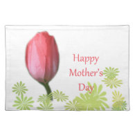 red tulip flower, happy mother's day place mat