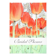 Red tulip flowers bridal shower invitation.