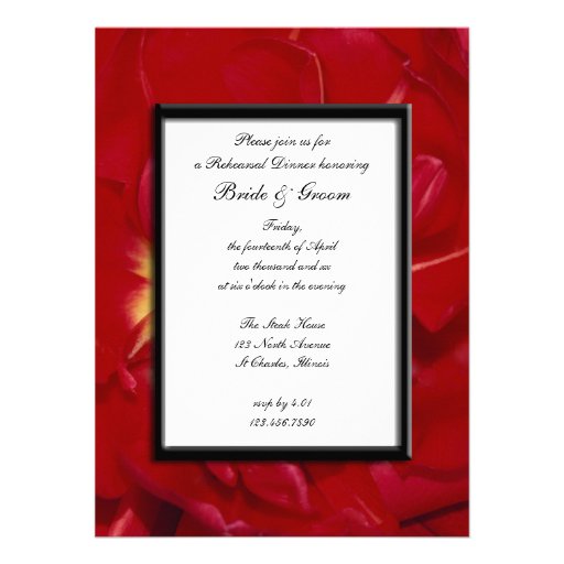 Red Tulip Frame Wedding Rehearsal Dinner Personalized Announcement