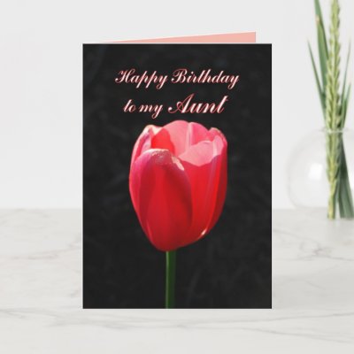 Red Tulip Happy Birthday Aunt Cards by catherinesherman