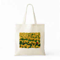Red Tulip in a Yellow Tulip Field Canvas Bag
