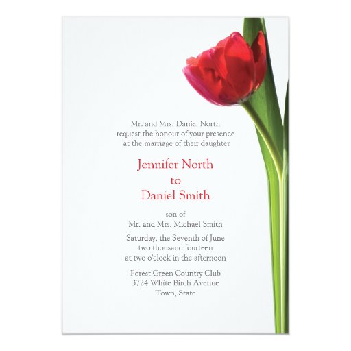 red tulip wedding invitations floral flower invite zazzle tulip wedding invitations