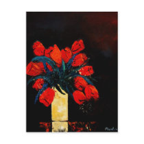 red tulips bunch postcards