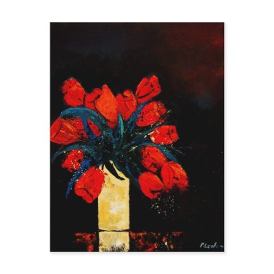 red tulips bunch post cards by pledent