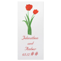Red Tulips, custom menu cards for weddings Personalized Rack Card