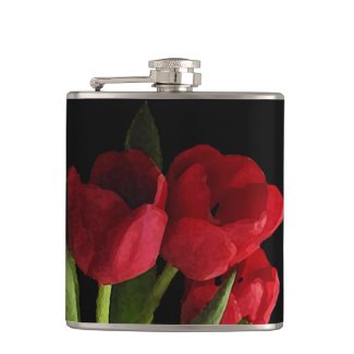 Red Tulips Flask
