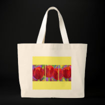 Red Tulips Flowers Art Painting - Multi bags
