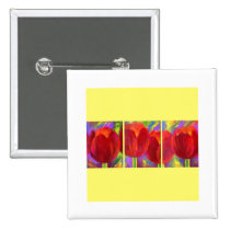Red Tulips Flowers Art Painting - Multi buttons