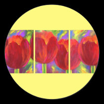 Red Tulips Flowers Art Painting - Multi stickers