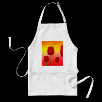 Red Tulips Flowers Painting Art - Multi aprons