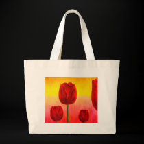 Red Tulips Flowers Painting Art - Multi bags