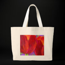 Red Tulips Flowers Painting Art - Multi bags