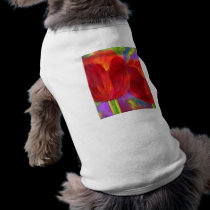 Red Tulips Flowers Painting Art - Multi pet clothing