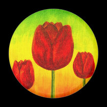 Red Tulips Flowers Painting Art - Multi magnets