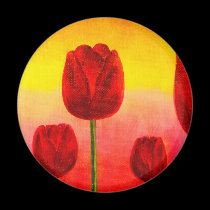 Red Tulips Flowers Painting Art - Multi magnets