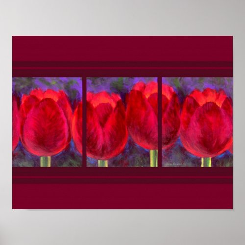 Red Tulips Flowers Painting - Multi print