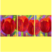 Red Tulips Flowers Painting Photo Sculpture photo sculptures