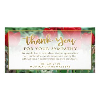 Red Tulips Golden Thank You Sympathy Card