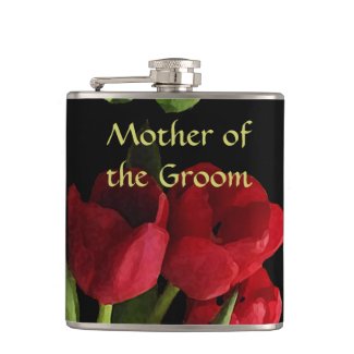 Red Tulips Mother of the Groom Wedding Flask