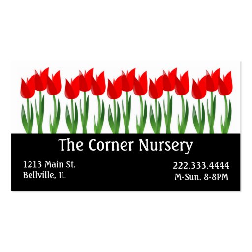 Red Tulips Nursery Business Card (front side)