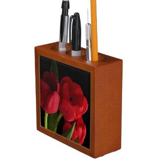 Red Tulips Pencil Holder