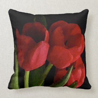 Red Tulips Pillow