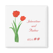 Red Tulips Save the date Wedding Magnets magnet