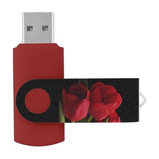 Red Tulips Swivel USB 2.0 Flash Drive
