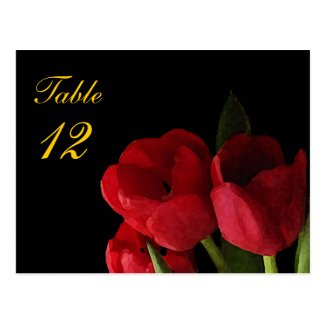 Red Tulips Table Number Postcard