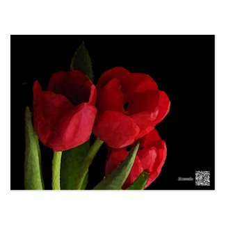 Red Tulips Table Number Postcard