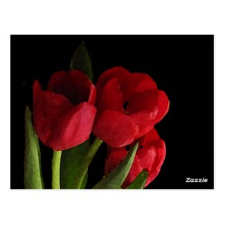 Red Tulips Table Number Postcard