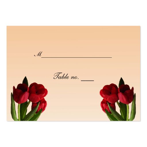 Red Tulips Wedding Escort Card Business Card Templates (front side)