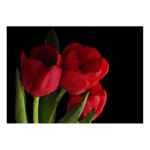 Red Tulips Wedding Escort Card Business Card Templates (back side)