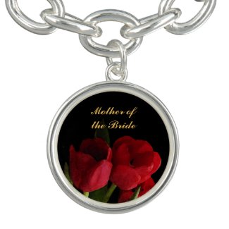 Red Tulips Wedding Mother of the Bride Charm Bracelets
