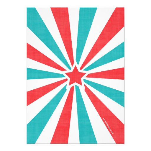 Red | Turquoise Carnival Party Big Top Birthday Personalized Announcement