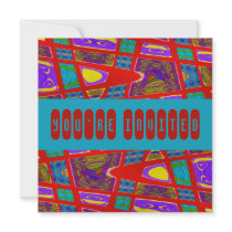 red turquoise invitations