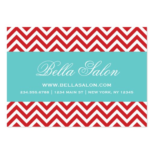 Red & Turquoise Modern Chevron Stripes Business Card Templates (front side)