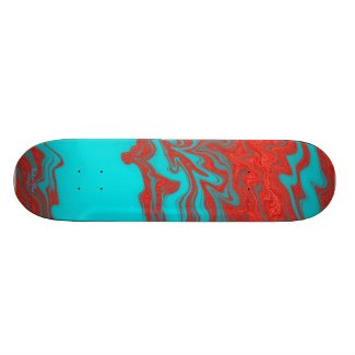Red Turquoise Wavy Lines Skate Boards
